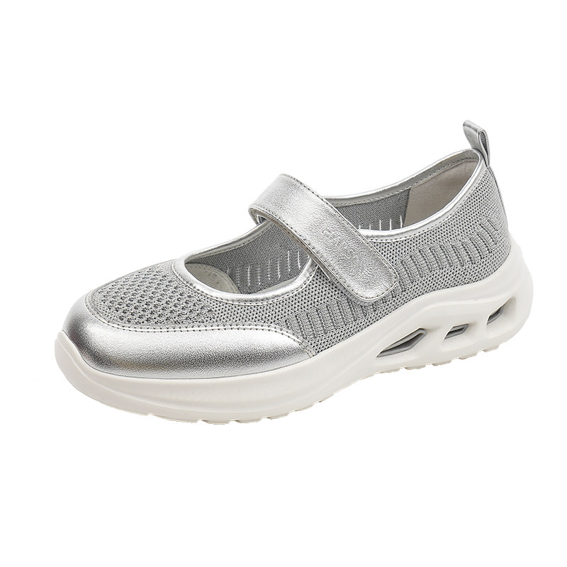 哈森网面透气休闲鞋女2025春季新款舒适软底护士鞋HCS256108