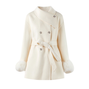 明星同款MISSCOCOON毛呢外套2025冬季新款千金感100%绵羊毛大衣