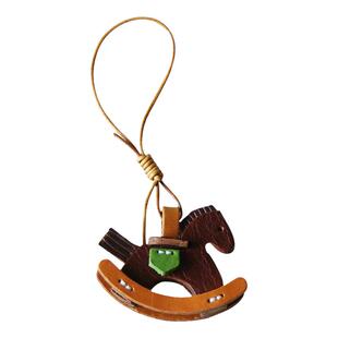 藤也家手工定制植鞣头层牛皮小马摇摇马牛皮绳钥匙扣汽车包包挂件