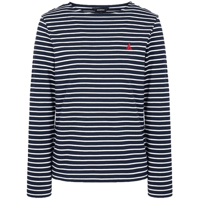 滨波长袖圆领条纹纯棉T恤泽西风