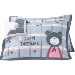 枕头巾盖纯棉一对装枕巾防脱落带绑带防螨抗菌可爱女男生可固定