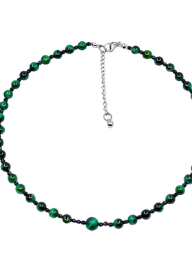 原创手作北极光天然虎睛石项链