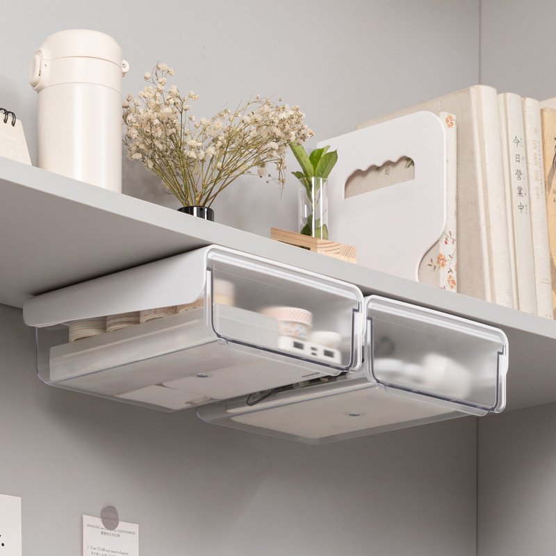 桌下抽屉桌面收纳盒办公室好文具物小式隐形置物架神器挂书桌隐藏