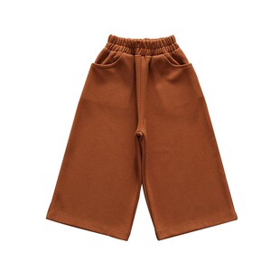 女童裤子秋季2025新款毛呢直筒阔腿裤儿童男童秋冬休闲宽松九分裤