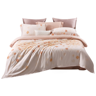富丽真金家纺莱赛尔天丝四件套夏季冰丝被凉感床单被套床品柔光