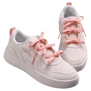 板鞋鞋带男女款休闲运动鞋粉白色加宽丝绸扁平经典百搭双色鞋带绳