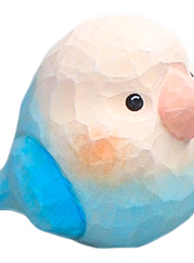 木雕迷你小鸟摆件可爱鹦鹉工位电脑桌面装饰情侣生日礼物送男女生