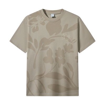 【植物暗纹】卡宾纯棉圆领短袖T