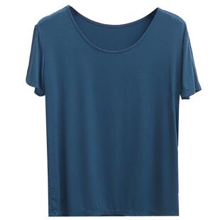 2024夏季女士短袖T恤圆领莫代尔薄款外穿打底衫舒适宽松简约睡衣