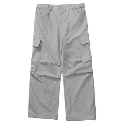 瞬时山野宽松羊毛弯刀工装休闲裤