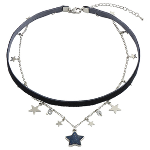 湛蓝星辰 原创双层丝绒叠戴星星锁骨链甜酷辣妹颈链设计感choker