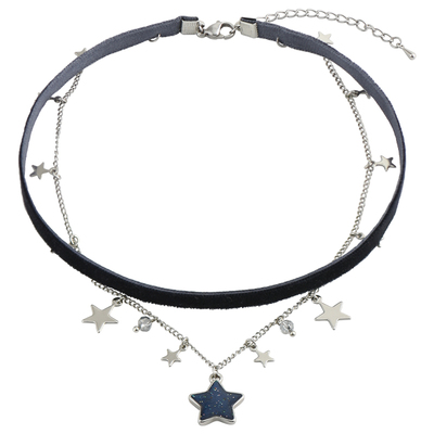 泡菜皇后甜酷辣妹风蓝色星星颈链