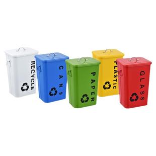 方形分类垃圾桶户外大号可回收带轮铁皮桶烤漆有盖桶小区果皮箱桶
