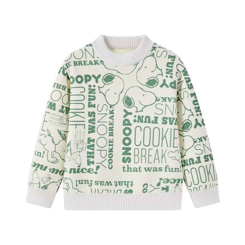 史努比童装男童毛衣加厚加绒儿童秋冬装2025新款男孩大童套头保暖