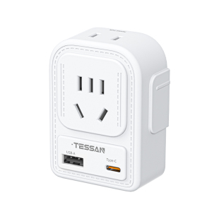 TESSAN霆圣一转多功能插座转换器20w快充迷你便携usb插座面板插排