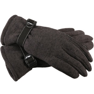 17年款李宁冬男户外运动 保暖毛线绒双层手套ASGM001-1灰-2蓝-3黑