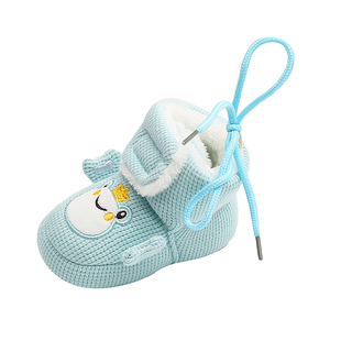婴儿棉靴宝宝防滑秋冬加绒加厚雪地鞋子0-3-6一岁学步鞋卡通不掉