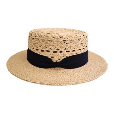 轻奢特细拉菲草帽出游女镂空平顶