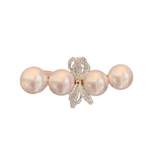 珍珠蝴蝶结鸭嘴夹2026新款发夹精致百搭前额碎发发卡一字夹头饰