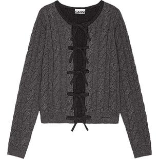 GANNI女装 羊绒混纺系带毛衣针织开衫 K2413252