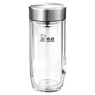 希诺玻璃杯双层水杯男士商务办公室泡茶杯大容量家用高档杯子礼盒