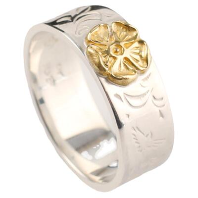 一休老银匠戒指蔷薇花印台平打