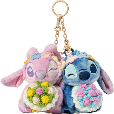 正版手捧花史迪仔包包挂件