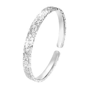 臻汇银碎冰冰爆闪足银999手镯纯银碎银实心镯子小众生日礼物