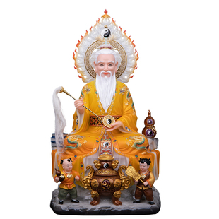 太上老君神像汉白玉唐彩炼丹道德天尊老子中式摆件祖师爷三清像