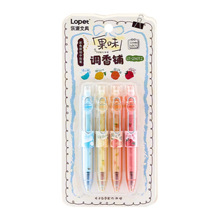 乐派lopet彩色按动中性笔水果香味笔芯学生笔记划重点记号小胖笔