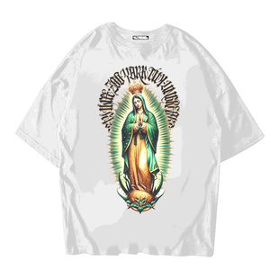 核爆炸潮牌320g奇卡诺重磅黑白纯棉oversize大码男女宽松短袖T恤