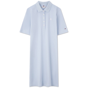 【双面布】Tommy春夏女装纯棉撞色门襟气质大方显瘦POLO裙连衣裙