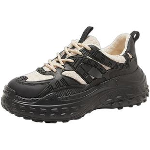 小码313233内增高加绒加厚老爹鞋女小个子厚底百搭毛毛休闲运动鞋