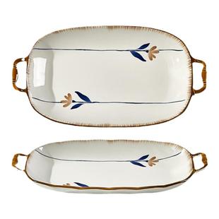 陶瓷双耳鱼盘家用2026新款蒸鱼盘子高级感大号鱼碗鱼盆餐具装鱼碟