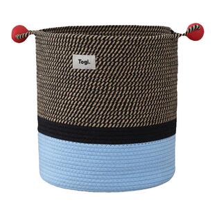 卡通棉线编织收纳筐家用脏衣篮零食玩具手提置物篮桌面玄关洗衣桶