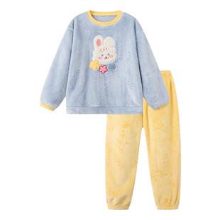 笛莎女童法兰绒家居服套装冬季睡衣儿童宝宝保暖内衣秋裤迪莎童装