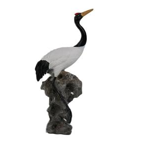 仿真小白鹤摆件假山盆景景观造景仙鹤小摆设禅意客厅玄关飞鹤装饰