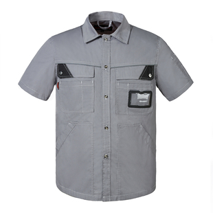 bauskydd瑞典工装保世基短袖涤棉薄男夏季劳保工程汽修工作服