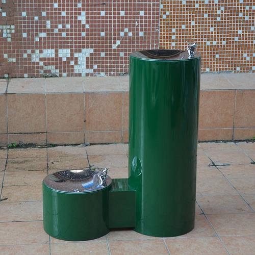 户外饮水机 商用不锈钢圆柱高低盆公园直饮水台宠物用公共饮水机