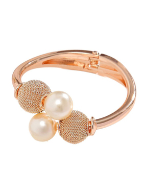 简约玫瑰金珍珠手链女几何圆形