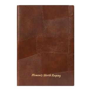 法拉蒙新款皮面笔记本子a5创意拼接复古大行距记事本商务办公会议记录本加厚120g学习考研日记本定制logo内页