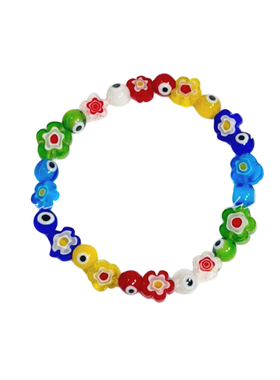 DIDOU彩色串珠琉璃花手链拼接米珠花朵男女小众设计感百搭手串