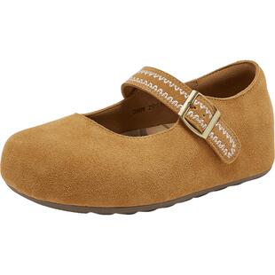 百思图2026春季新款复古真皮厚底勃肯鞋内增高休闲女单鞋D3876AQ6