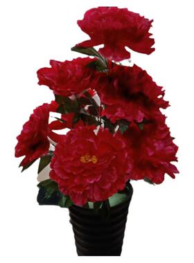 新品仿真9头牡丹花绢花塑料花假花装饰花供佛祭祀用花风水摆放花