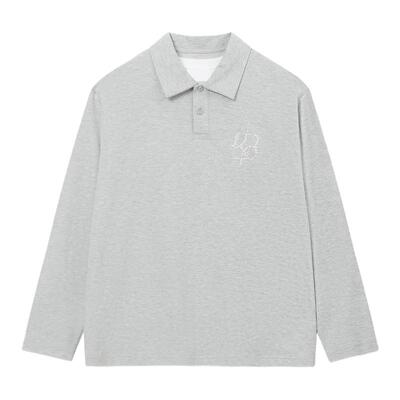 BIPOLAR假两件解构绣花polo长袖