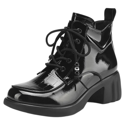 星期六真皮厚底马丁靴女