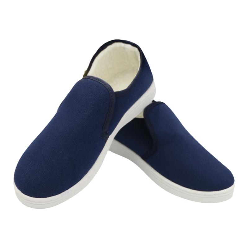 防静电棉鞋加厚软底PU中巾无尘冬季洁净保暖白蓝男女工作棉鞋防尘