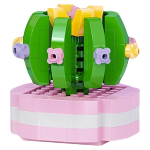 多肉盆栽积木花桌面摆件男女孩儿童拼搭拼装积木玩具学生礼物奖品