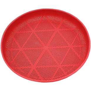 塑料圆簸箕家用筛子商用晒东西筛米大小晒筐细孔过滤仿竹编晒菜网