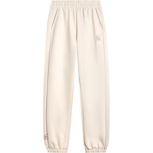 李宁卫裤女冬季加绒束脚女士宽松休闲裤子女针织百搭毛圈运动长裤